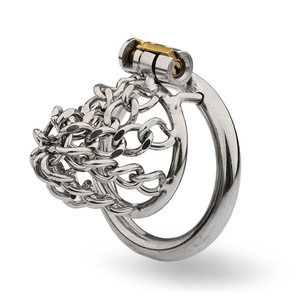 Juguetes sexuales masculinos de acero inoxidable, jaula para pene de cadena corta con bloqueos de pene de Metal hueco, Control de lujuria, dispositivos de castidad masculina - Product Image 1