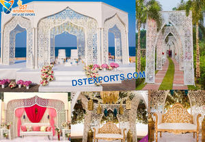 มณฑปงานแต่งงานสีทองสำหรับขาย - ดีไซน์ทรงสี่เหลี่ยมสุดพิเศษพร้อมเสา FRP โดดเด่น โครงสร้างทันสมัยน้ำหนักเบา - Product Image 4