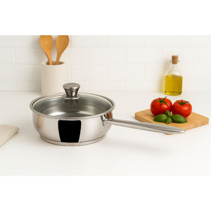 Sartén de Acero Inoxidable con Mango Largo, Tapa de Vidrio y Base Encapsulada para Inducción - Product Image 2