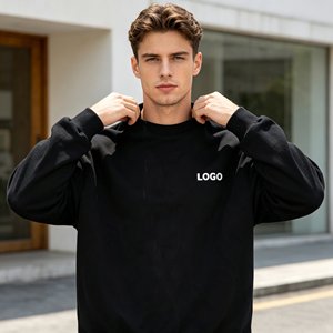 Sudadera de diseño de moda OEM para hombre, cuello redondo, efecto desgastado, oversize, 500 g, 100 % algodón, estilo vintage. - Product Image 2