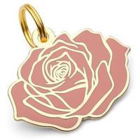 Tag ID Nama Hewan Peliharaan Desain Bunga Mawar Daisy Lucu Warna Emas dengan Ukiran, Anti Air, Liontin Logam untuk Kalung Anjing