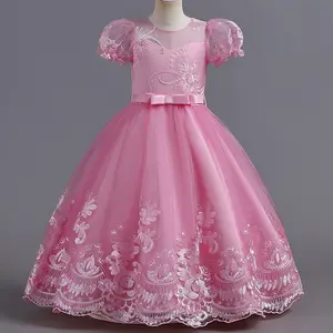 Y020 Fashion Kids Girls Dresses Latest Frock Long Frock Lace Flower Girl Imported Dresses For Wedding