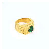 Anello in acciaio inox da uomo stile Vintage placcato oro verde grande pietra taglio ovale rodiato placcato per matrimoni società segreta a piombo