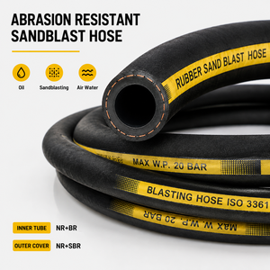 Tuyau de sablage 300 PSI, résistant à l'usure, en caoutchouc flexible renforcé de fibres pour la maintenance des chantiers navals (Échantillon) - Product Image 1