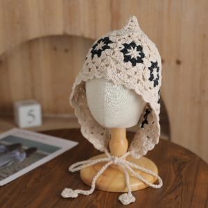 SOLPOP Foulard tricoté à la main pour femme, bonnet en crochet à fleurs, bandana tricoté tendance Y2K, écharpe pour cheveux - Product Image 3