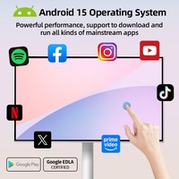 Pantalla Táctil LCD Portátil LED Blanca de 21.5 Pulgadas, 1080p HD 60Hz, Android 15, Mini Smart TV, Interfaz USB, Inalámbrica, VESA