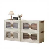 Armoire de rangement pliable moderne de style nordique en PP de 50 cm avec portes magnétiques doubles pour le rangement de collations/chaussures à la maison ou au jardin