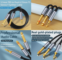 Cable Divisor de Audio Estéreo/Mono TS de 3.5mm a Doble 6.35mm TRS de 2m para Teléfono/Laptop/Multimedia/Hogar