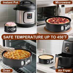 4件式弹簧盘套装4/7/9/10英寸蛋糕盘不粘防漏可拆卸底部，用于芝士蛋糕烘焙金属 - Product Image 4