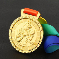 Fabricant personnalisé métal émail souvenir 5km 10km demi-marathon course à pied médaille de boxe avec ruban