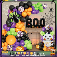 Kit d'arche de ballons gonflables pour fête d'Halloween, ballons en latex noir, fournitures de fête d'Halloween, décoration, guirlande de ballons