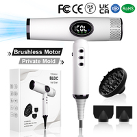 Sèche-cheveux professionnel à marque privée, 110 000 tr/min, haute vitesse, écran LCD, sans pales, ionique, à ions négatifs