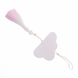 Cloud Shape pink quartz Tassel Pendant With Pink Gradient Fringe Decorative Charm <b>For</b> Bag Or Keychain - Product Image 6