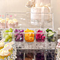 Accessoires de bar Glam, plateau à condiments en plastique et PET, bac à glace réfrigéré avec plateau à garniture pour servir des boissons et des collations