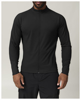 Haut de sport doux et extensible à manches longues avec fermeture éclair intégrale, col montant, poches latérales, pull respirant et anti-transpiration pour hommes