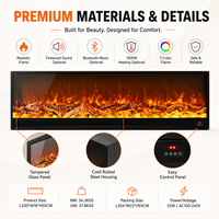 Cheminée électrique à insert LCD personnalisée en usine, avec chauffage intégré, construction métallique LED, pour hôtel et usage domestique, télécommande anglaise, OEM/ODM