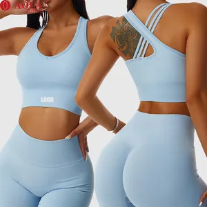 Ensemble de sport sans couture pour femmes, ensemble de yoga, vêtements d'entraînement, haut court et leggings froissés, ensemble de yoga, vêtements express