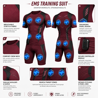 Combinaison d'entraînement EMS avec électrodes sèches, contrôlée par application intelligente, sans fil, respirante, stimulation musculaire électrique, vêtements de fitness pour la salle de sport