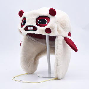 Sombrero de invierno de esquí ruso de piel de conejo encantador a la moda, gorra con logotipo bordado personalizado, sombreros de trampero de piel sintética con animales - Product Image 2