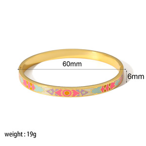 Fashion <b>Bangle</b> Enamel <b>Bracelet</b> 18K Gold Plated Geometric Pattern Women's Jewelry Wholesale - Product Image 4