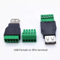 Conector USB a Terminal de 5 Pines, USB2.0 Macho Hembra a Terminal de Tornillo Verde sin Soldadura, Adaptador Convertidor de Puerto USB