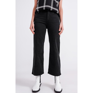 Jeans cropped a gamba larga in nero - Product Image 6