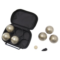 Jeu de boules de pétanque 6 boules 73 mm en acier givré argenté et jaune avec sac de transport pour jeu familial en extérieur