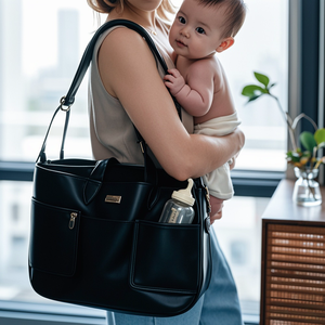 Haute couture Portable en cuir PU grand sac de <span class=keywords><strong>maternité</strong></span> maman couche-culotte sac fourre-tout pour l'hôpital - Product Image 4