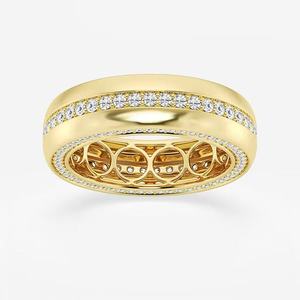 Anillo de Eternidad de Oro Blanco de 14K con Diamante Cultivado en Laboratorio de 1 Quilate, Corte Redondo, Borde Biselado de 7mm, Acabado Satinado, Anillo de 4mm - Product Image 6
