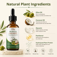 Huile capillaire à l'olive et à la noix de coco, répare les cheveux secs et abîmés, élimine les frisottis et la charge statique, et offre une protection thermique pour tous les types de cheveux, soin quotidien