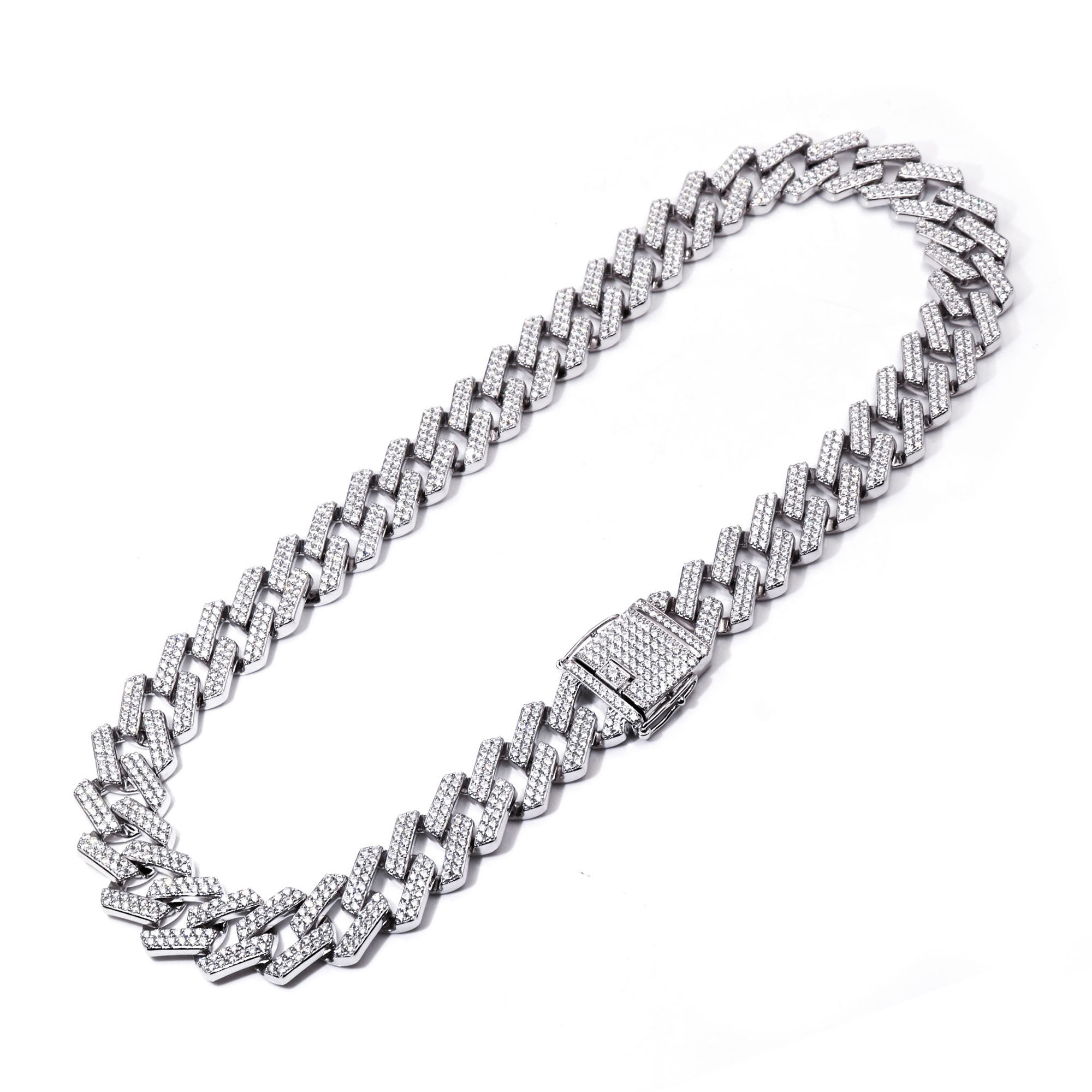 โซ่ชุบทองคำขาว18K คิวบา