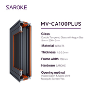 Fenêtre à battant moderne en aluminium à rupture de pont thermique avec système de micro-ventilation intégré pour la sécurité des enfants dans les villas