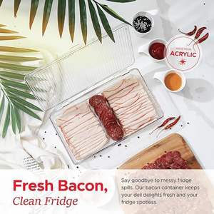Bacon <b>Container</b> for Refrigerator (2 Pack) Fridge <b>Storage</b> <b>Container</b> <b>Cheese</b> <b>Storage</b> <b>Container</b> Bacon Keeper Cold Cuts Meat Saver - Product Image 4