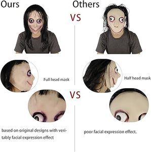 <span class=keywords><strong>Masque</strong></span> facial en Latex <span class=keywords><strong>Momo</strong></span> Horror pour Halloween Noël Carnaval Cosplay Costume Props Party Masquerade Décorations - Product Image 5
