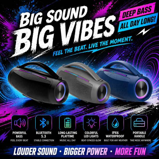 Electronics Whole Sale Modern Style Portable for Speaker RGB Colorful Flashing Loudspeakers Party Outdoor Wireless Speakers