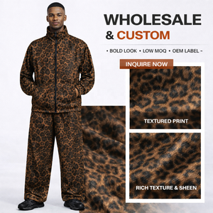 Conjunto Deportivo Casual para <span class=keywords><strong>Hombre</strong></span> con Estampado de Leopardo Personalizado, Conjunto de Jogger Holgado, Fabricante OEM ODM - Product Image 2