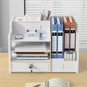 Organizador de escritorio de madera de bambú personalizado, estante de libros, mesa de papelería, organizador de archivos para oficina - Product Image 5