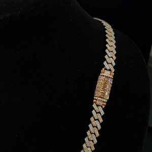 8mm Iced Cuban Link <b>Chain</b> Two Tone Moissanite with Custom Lock Clasp Hip Hop Sparkle Luxury Cuban Necklace <b>Gold</b> Silver Plated - Product Image 3