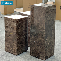 Prix usine luxe Cube colonne forme grande brun foncé marbre côté thé Table d'appoint pour salon chambre Hall d'entrée