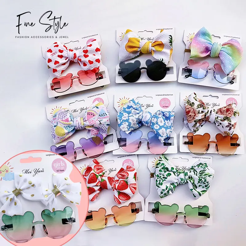 Enfants enfants lunettes de soleil Hairband Set Accessoires Bow Knot Hairband Set