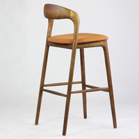 Tabourets modernes en bois et cuir pour îlot de cuisine, chaise haute de comptoir de petit-déjeuner, tabourets de bar de luxe