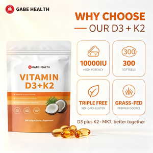 Gélules personnalisées de Vitamine D3 haute puissance avec K2 MK7, 300 unités, 10 000 UI, à base de viande de bœuf nourrie à l'herbe et d'huile de coco, pour les os, les dents, l'immunité et le cœur, OEM - Product Image 2