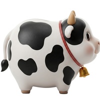 Tirelire Mignonne en Résine Vache, Boîte à Monnaie Incassable avec Clochette, Ornement de Bureau, Cadeau pour Enfants, Décoration Créative pour la Maison