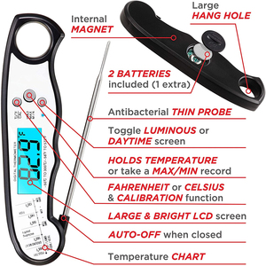 Thermomètre alimentaire à lecture instantané<span class=keywords><strong>e</strong></span> pour la cuisson des grillades avec sonde Grill Cadeaux Thermomètre à viande numérique pour hommes Lui Papa Anniversaire - Product Image 5
