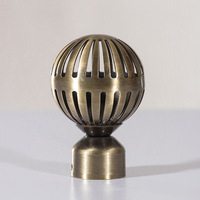 Vente en gros d'usine, tringle à rideau fabriquée en Chine, en fer forgé couleur cuivre, embout ajouré, bouton boule style vintage pour rideau