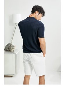 <span class=keywords><strong>Polo</strong></span> zippé court original pour hommes – Personnalisé, haute qualité, décontracté, uni, sportif, pull zippé tricoté - Product Image 4