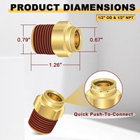 Raccords de conduite de frein à air à connexion rapide DOT Brass 1/2 \ "Tube OD à haute pression 1/2 \" X 1/2 \ "filetage NPT pour remorques de camions