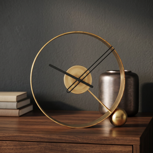 Traditional Aluminum <b>Desk</b> <b>Clock</b> with Needle Display Open Frame Design Elegant Ball Accent for Home Office Living Room Decor - Product Image 3