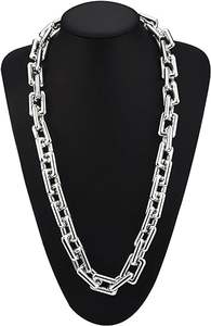 Collar <span class=keywords><strong>de</strong></span> Cadena Gruesa Chapada en Oro, Estilo Hip Hop, Joyería <span class=keywords><strong>de</strong></span> Plástico con Letras, Accesorio <span class=keywords><strong>de</strong></span> <span class=keywords><strong>Disfraz</strong></span> <span class=keywords><strong>de</strong></span> los 80s y 90s para Hombres y Mujeres - Product Image 3