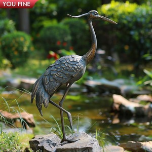 Décor de jardin extérieur Statue de <span class=keywords><strong>grue</strong></span> à héron de style moderne Oiseaux Animaux en métal - Product Image 6